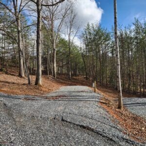 A road that has been paved with gravel.