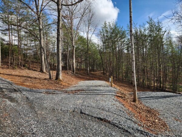 A road that has been paved with gravel.