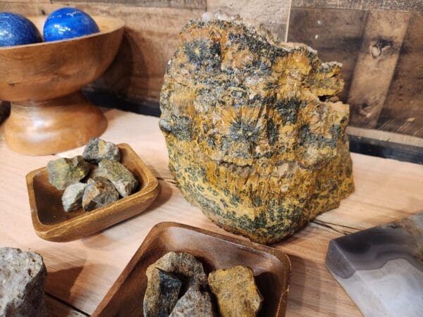 A large rock sitting on top of a table.