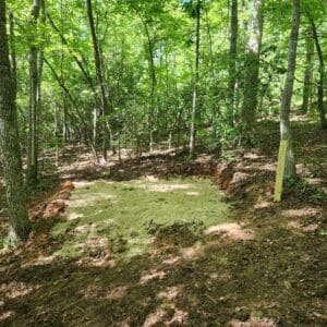 Campsite in a wooded area.